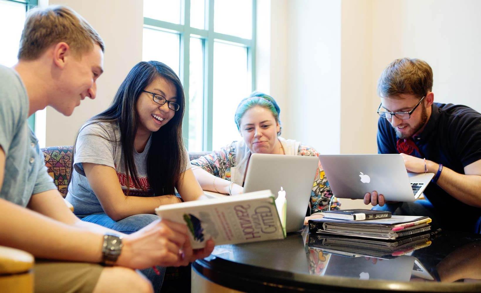 Students in library