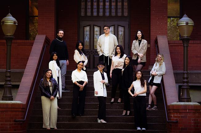 Interior Design 2023 cohort on the steps of Peterson Hall 